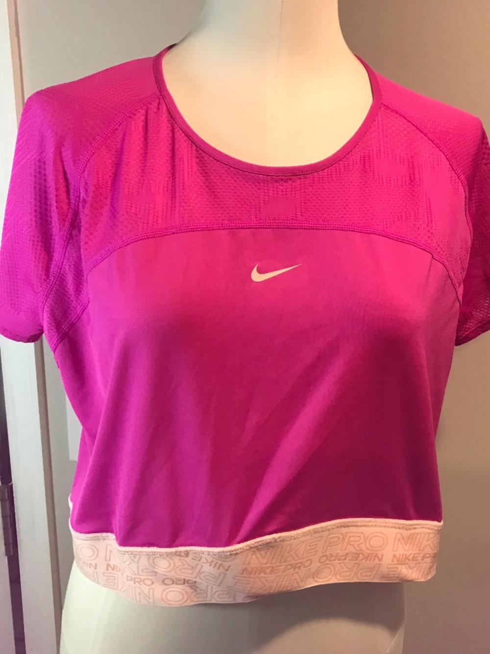 Nike pro dri fit hot pink crop top